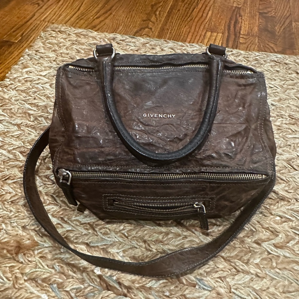 Large Givenchy Pandora Brown Pepe leather